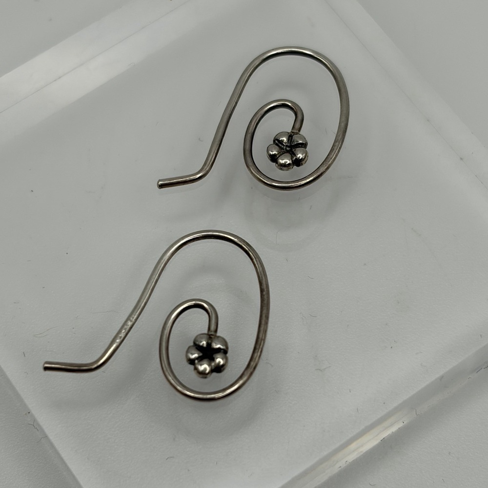 RETIRED Genuine PANDORA Compose Dangle EARRINGS FLOWER Medium POSTS Hooks 290603 - Picture 3 of 5